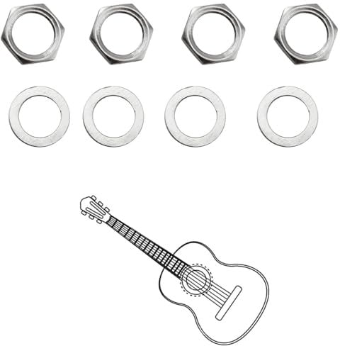 Yiyuanhe 4 Set 3/8 Guitar Output Input Jack Socket Nuts and Washers for Guitar Bass(Silver)