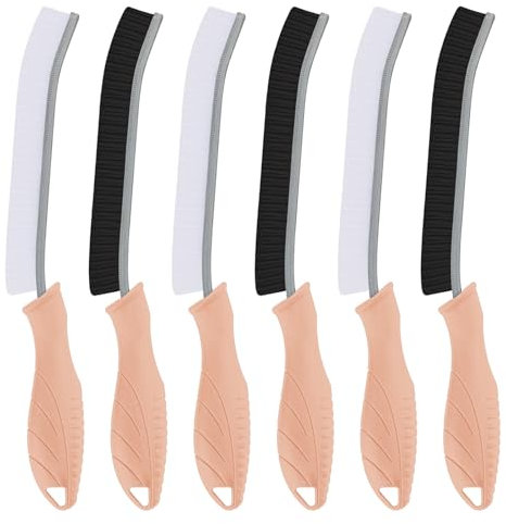 TQRR Hard Bristle Crevice Cleaning Brush UK, 2Pcs Bathroom Tile Groove Gap Cleaning Brush, Grout Cleaner Brush, Cleaning Tool for Window, Kitchen, Sink, Tub, Shower, Toilet (6, Pink)