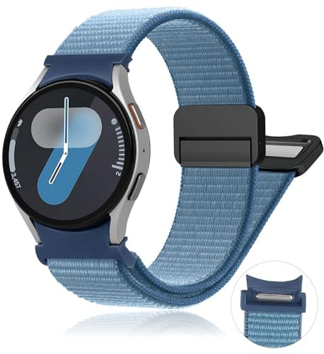 Correa Nailon Magnética Un Clic para Samsung Galaxy Watch 7 6 5 4 FE 40mm 44mm/Watch 6 Classic 47mm 43mm/5 Pro 45mm/4 Classic 46mm 42mm Hombres/Mujeres,Banda Deportiva para Galaxy Watch 7 FE 6 5 4