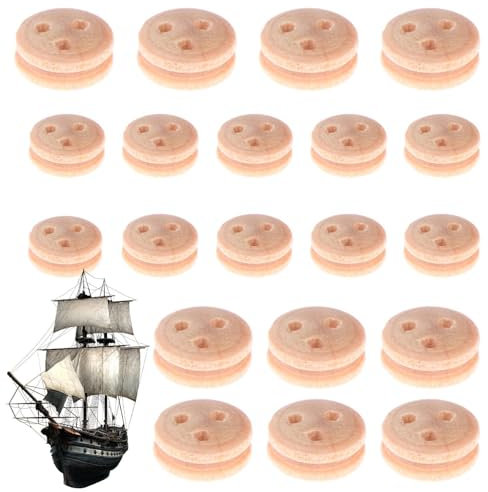Wooden Pulley Blocks - 20x Small Model Shipways Block, Highly Detailed Models Building Kit, Deadeye Ancient Sailing Boat Model Accessories, Pulley Blocks Ship Fittings for Classical Sailing Boat