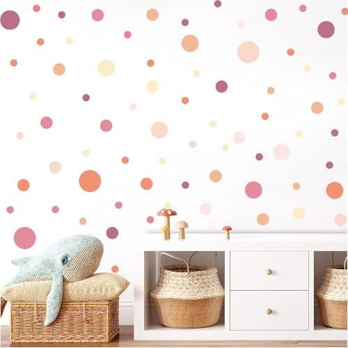 TOARTI Lichte Kreise Set Wandsticker Rosa Rot Punkte Kinderzimmer Wandtattoo Mädchen Jungen Babyzimmer Deko Dots Wandsticker Kinderzimmer