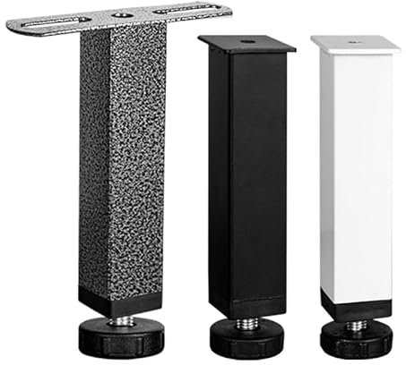4Pcs Pied de Lit 20 cm à Visser, Pied Sommier à Lattes Meubles en Métal avec Patins en Caoutchouc Antidérapants et Tournevis, Noir Support Pied Sommier D’Armoire pour Table, Chaise, Armoires, Canapé