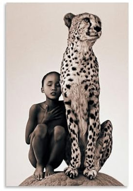 Boy And Cheetah Ashes And Snow Poster Dekorative Malerei Leinwand Wandkunst Wohnzimmer Poster Schlafzimmer Malerei,Wandkunst Bilddruck Moderne Familienzimmer Dekor 12x18inch(30x45cm)