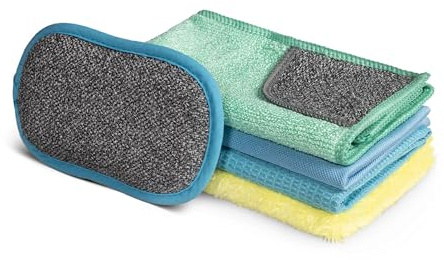 E-Cloth Essential Starter Pack - Microfiber Cleaning Cloth Kit, Window, Glass, & Kitchen Cleaning Towels, Washing up Pad, Streak Free & Shiny Finish, Cleans with Just Water, Machine Washable, Reusable