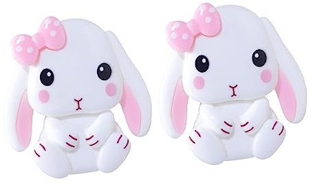 KONTONTY 2stücke Teiliges Resin-Hasen DIY Bastelmaterial Handgemachte Cartoon Dekoration ºr Handyh ºllen Umweltfreundlich Rosa-wei ü