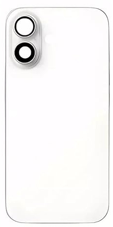 Glass Back Compatible With Phone 16 Plus White Plain with Camera Lens No Logo