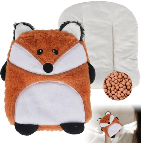 KBIBCK Bouillotte Micro-Onde, Coussin Chauffant Micro Onde, Coussin Chauffant Enfant, BouillotteRegles Douloureuses Pour Femme, Bouillottes Bebe Anti Colique pour Dos et Abdomen (Renard)