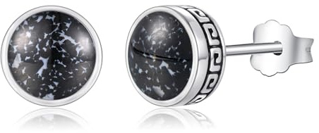 REDSUN Silber/Schwarz Runde Ohrstecker 925 Sterling Silber Wikinger Ohrstecker Rund Kleine Ohrringe Hypoallergen Herren Damen Onyx/Malachit Schmuck für Unisex Männer Jungen Geschenk Geburtstag