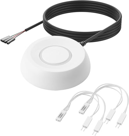 YAODHAOD PC Power Button Desktop, Desktop Computer externer Netzschalter, PC Power Supply Button SW Erweiterung für Computer Motherboard-2M (Weiß)