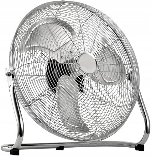 LTC Profi Windmaschine 50cm (20 Zoll) – Leistungsstarker Bodenventilator 155W, Hochgeschwindigkeits-Ventilator aus Metall, 3 Geschwindigkeitsstufen, Verstellbarer Neigungswinkel, Silber/Chrom