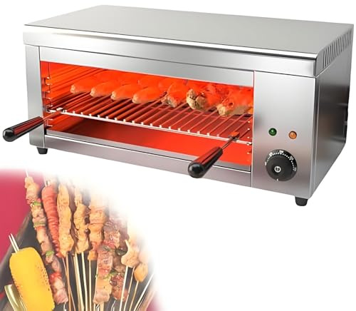 Asador Salamandra, Tostador EléCtrico De Queso Fundido De 2000 W, Asador Comercial, Parrilla Salamandra De 50-300 ℃ Con Bandeja Recogemigas ExtraíBle Para Pizza, Parrilla, Filetes, SáNdwiches