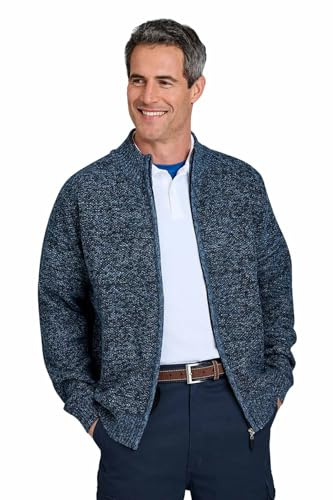 Pegasus Men's Fleece Lined Marled Knit Full Zip Cardigan | Winter Layer with Check Thermal Lining, Zipper Fastening and Side Pockets, Sizes S-3XL