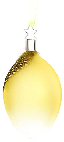 Inge-glas Oster-Hänger Ei Weightless gelb matt mit Feder H ca. 8 cm