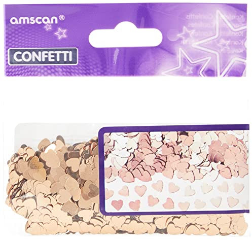 amscan-9903474 Oro rosa Confeti metálico de corazones brillantes 14 g – 1 paquete, color, 14g (9903474)