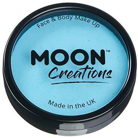Moon Creations Maquillaje Facial y Corporal Profesional | Pintura de Color Profesional | Pintura Facial para Niños, Adultos, Disfraces, Festivales, Halloween Azul claro 36g