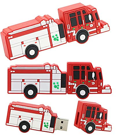 8GB Camión de Bomberos Shape USB Flash Drive U Disco USB 2.0 Data Memory Stick Pen Drive de Disco Flash USB Dispositivo de Almacenamiento USB Externo de Almacenamiento de Disco Flash (Rojo)
