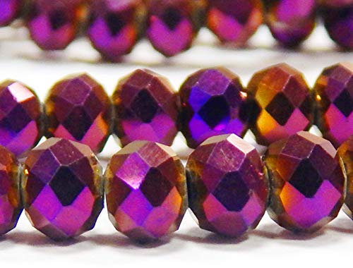 Cuentas checas de cristal de Bohemia facetadas y redondas, tamaños de 4/6/8/10 mm, colores a elegir (fucsia pulido a fuego), 10 x 8 mm