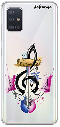 dakanna Transparent Hülle für [Samsung Galaxy A51] Flexible Schutzhülle, Design Tätowierungs-Anker und Aquarell der musikalischen Anmerkung, Klar TPU Case Cover Handyhülle Kompatibel mit Samsung Gala