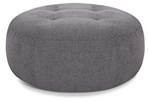 CAVADORE XXL-Rundhocker Fenja / Polster-Hocker fürs Wohnzimmer / Rund / Groß: Ø 104 x 44, grau