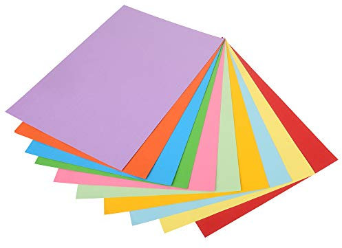 ewtshop® Tonpapier-Set DIN A4, 100 Blatt, 120 g/m², 10 Farben, farbig sortiert, Bastelpapier