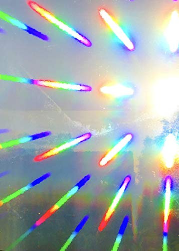Rainbow Symphony – Rainbow Suncatcher Window Film, Diffraction Window Film, Stained Glass Window Cling, Holographic Prismatic Film, Spectra Star Pattern, 12 x 18, Made in USA