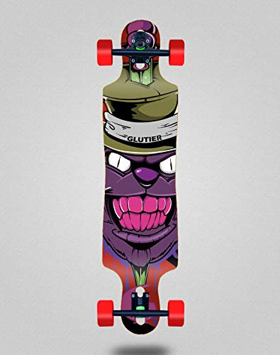 Glutier Skateboard Longboard Complete 40x9 Drop Gr Cat Red