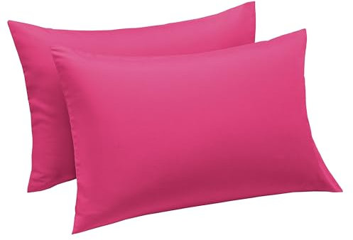 Aspire Homeware Pillow Cases 2 Pack – 100% Brushed Microfiber Pink Pillowcases Super Soft Envelope Closure Pillow Cover (50x75cm)