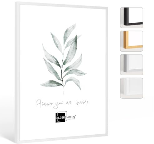 Bildershop-24 Bilderrahmen Milano Aluminium Alubilderrahmen 50 x 70 cm Weiß Fotorahmen, Wechselrahmen, Posterrahmen, Puzzlerahmen, Aluminium Bilderrahmen