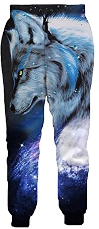 UIOKLMJH Herren-Jogginghose, 3D-Druck, Wolf, Mond, Streetwear, Unisex, legere Sweatpants, Jogginghose 1, S