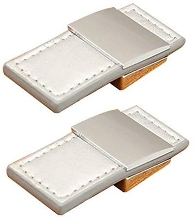 2 Stück Schrankgriff Lederschlaufe Weinkistengriff Silber Lederknopf retro Zieht Türgriff Möbelgriff für Kleiderschrank,Schublade,Küche,Heimwerkerzubehör,Starke Tragfähigkeit (single hole)
