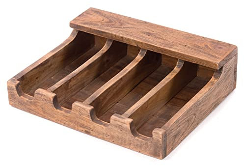 DESIGN DELIGHTS Range-Couverts en Bois Palu | Acajou/Teck, 36x30 cm (lxp) | Coffret à Couverts, Organiseur de Cuisine, Caisse de Rangement, Caisse de tri Rustique
