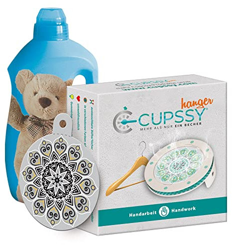 Cupssy Hanger y AirPad - Ambientador para Armario, neutraliza los Malos olores, Perfume para tu Ropa, Fragancia: Ropa Fresca Suave, Agradable, Color: Beige, Juego de 1 y 1, Fabricado en Alemania