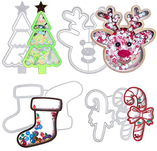 4 Set Stanzschablonen Metall Weihnachten Weihnachtsbaum DIY Stanzschablone Scrapbooking Prägeschablonen Stanzformen Schablonen Christmas Stanzform