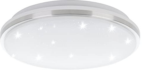 EGLO LED Deckenlampe Marunella-S, Ø 34 cm, Kristall Deckenleuchte, Küchenlampe Decke aus Stahl, Aluminium und Kunststoff, Lampe Sternenhimmel in weiß und nickel-matt, neutralweiß