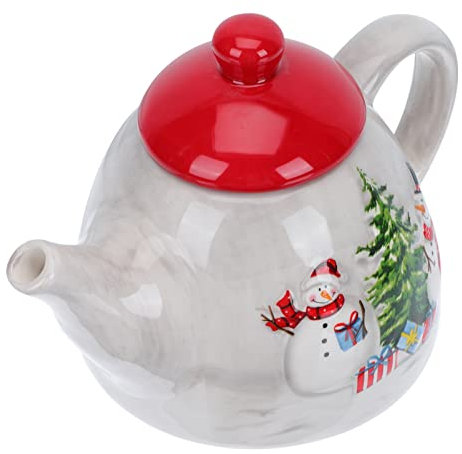 DOITOOL Christmas Ceramic Tea Pot Xmas Coffee Pot Christmas Teapot Water Kettle Milk Juice Pitcher for Christmas Party Supplies