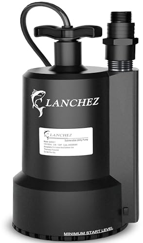 Lanchez Sump Pump, 1/2 HP 2450GPH Submersible Water Pump, Utility Pump Thermoplastic Portable Electric Transfer Pump for Hot Tub Swimming Pool Basement Garden Pond Tubs Draining with 10FT Cord