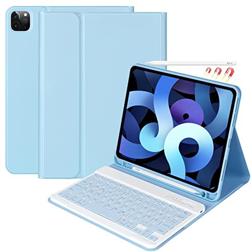 Tastatur Hülle für iPad Air 11 Zoll M3/M2 (2025/2024), ipad Air 5/4 10.9 Zoll, iPad Pro 11 4/3/2/1Gen, Abnehmbarer Bluetooth QWERTZ Deutsche Tastatur mit Pencil Halter, Auto Schlafen/Wecken