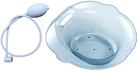 perfk Bassin de bain de siège pour toilettes, baignoire de bidet, universel, zone d'assise plus large portable, siège à vapeur anti-débordement pour, Bleu avec chasse d'eau