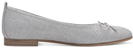 Tamaris Damen Klassische Ballerinas, Frauen Flats,Ausgehschuhe,Abendschuhe,Slip-ons,klassisch elegant,Schleife,Ballerinen,Silver Glam,41 EU
