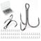 Piscorush Fishing Treble Hooks High Carbon Steel Fishing Hooks Classic Round Bend Sharp Solid Triple Barbed Fish Hook Fishing Tackle (Black, Size 14, Pack of 50)