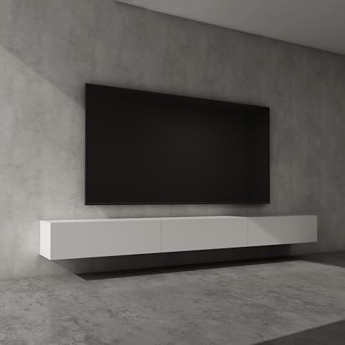 doporro TV Lowboard hängend Fernsehschrank Wohnzimmer | TV-Schrank hängend Fernsehtisch Fernsehschrank Hängeschrank 300cm