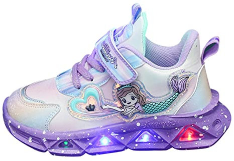TDEOK Scarpe da anca per ragazze con luci traspiranti principessa leggera illuminazione casual bambini fino scarpe da notte luce 28, Viola, 26 EU