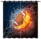 YUANZU Fußball Vorhänge American Football Ball in Feuer und Wasser Ösen Gardinen mit Blickdichte Vorhang Blackout Curtain Kinderzimmer Schlafzimmer Verdunkelung Fenster, 2 Stück, H 229 x B 168 cm