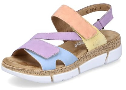 Rieker Damen Plateausandalen V2366, Frauen Sandalen,bequem,Sommerschuhe,Freizeitschuhe,offene Schuhe,Strandschuhe,Multi (90),42 EU / 8 UK