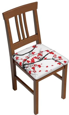 Jmorco Japanische Kirschbaum Stretch Stuhl Sitzbezüge Für Esszimmer, Stuhl Pads Esszimmer Stuhl Sitzschoner Stuhl Schonbezüge Sechs Stück