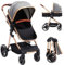 Poussette 2 en 1, Landau Bébé, Poussette Combinée Transformable Avec Système de Voyage, Harnais de Sécurité à 5 Points, Structure en Aluminium, Pour Nouveau-né