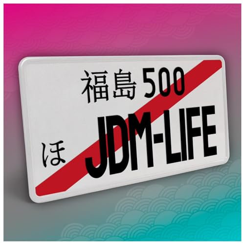 Finest Folia Japanisches Kennzeichen JDM Nummernschild 30,5x15,5cm Japan Tuning für Auto Dekor Plate Autokennzeichen Aluminium Metall Wunschtext (JDM-Life, Schwarz, mit Streifen)