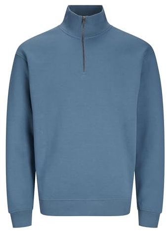JACK & JONES Men's Jjebradley Sweat Half Zip Noos Sweatshirt, Oceanview, S