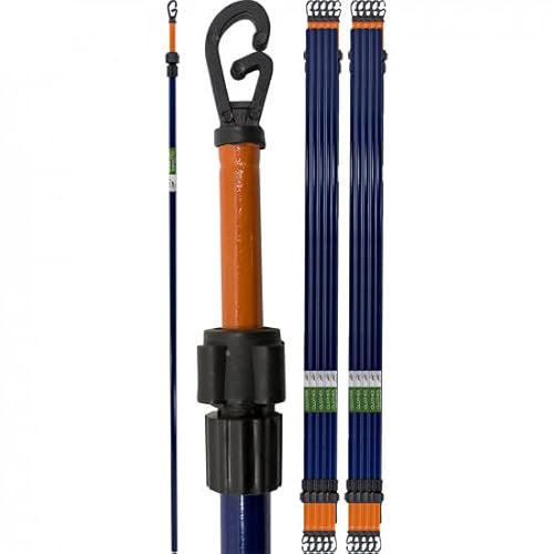 Set Of 2 Heavy Duty 2.6m Metal Telescopic Washing Line Pole - 8.5ft Extendable Home & Garden Clothes Laundry Support Props | For Outdoor Indoor Airer Rope String - Extendable From 1.4m to 2.6m