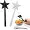 Wondora Pack of 2 Star Pepper Seasoned Wand Salt and Pepper Shakers, Refillable Wand Salt and Pepper Shakers, Magic Wand Spice Shaker for The Kitchen (Black - White)